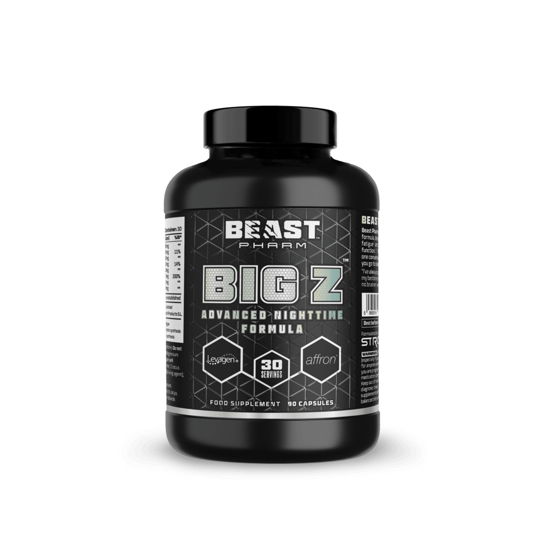 Beast Pharm Big Z- Advanced Nighttime Formula | Sleep Stress Free | 600mg Levagen+ | 30mg Affron |