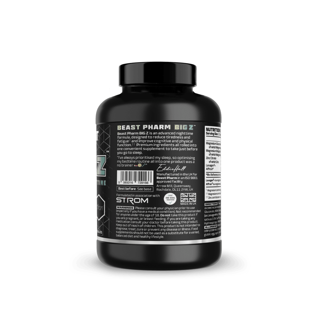 Beast Pharm Big Z- Advanced Nighttime Formula | Sleep Stress Free | 600mg Levagen+ | 30mg Affron |