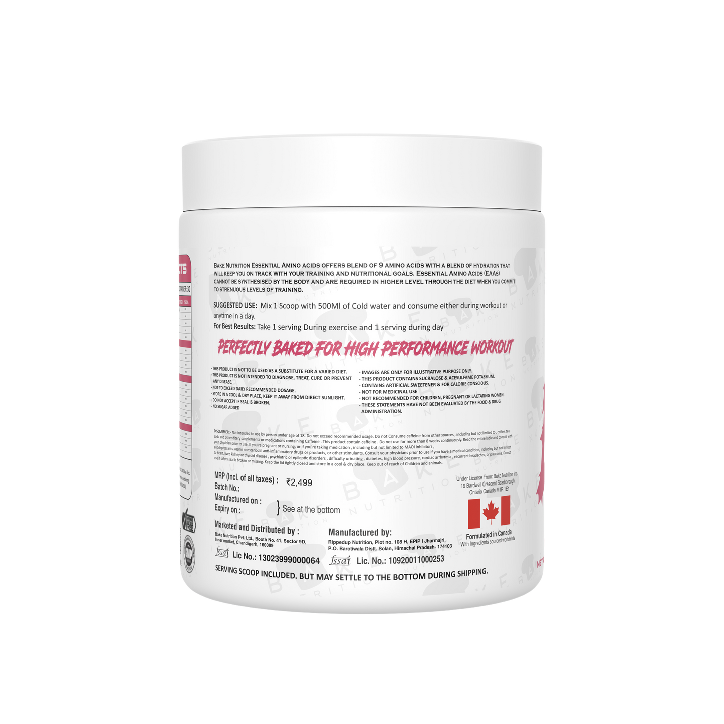 Bake Nutrition EAA + Hydration | 9gms EAA | 500mg Coconut Water Powder | 500mg Taurine | 30mg Astragin |
