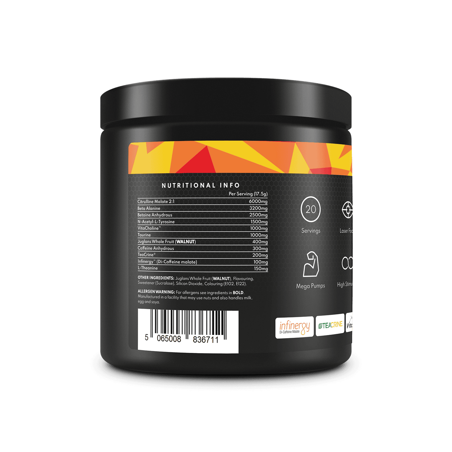 Combat Fuel Dynamite Preworkout | Laser Sharp Focus | Long Lasting Energy | 6gms of Citrulline Malate (2:1) | 400mg Caffeine | 1000mg Vitacholine™ | 200mg Patented TeaCrine® |