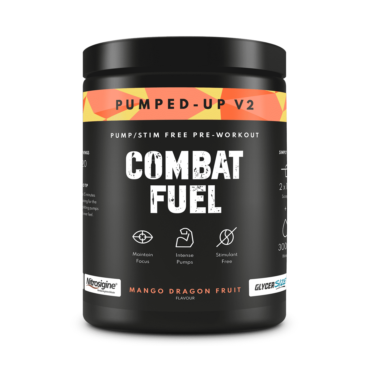 Combat Fuel Pumped Up- V2 | 6gms L- Citrulline and 5grms of GlycerSize™ | Extreme Pump | CPD Choline for Mental Clarity and Focus |