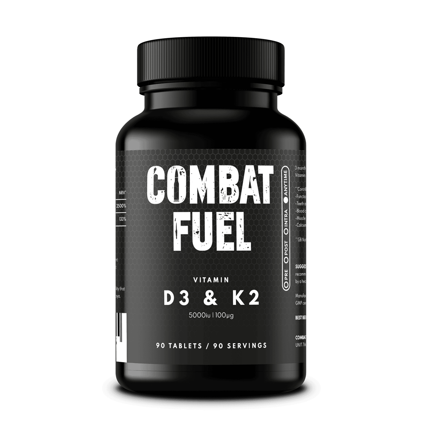 Combat Fuel Vitamin D3 & K2 | 3 month Supply | High Strength | Clinically Dosed |