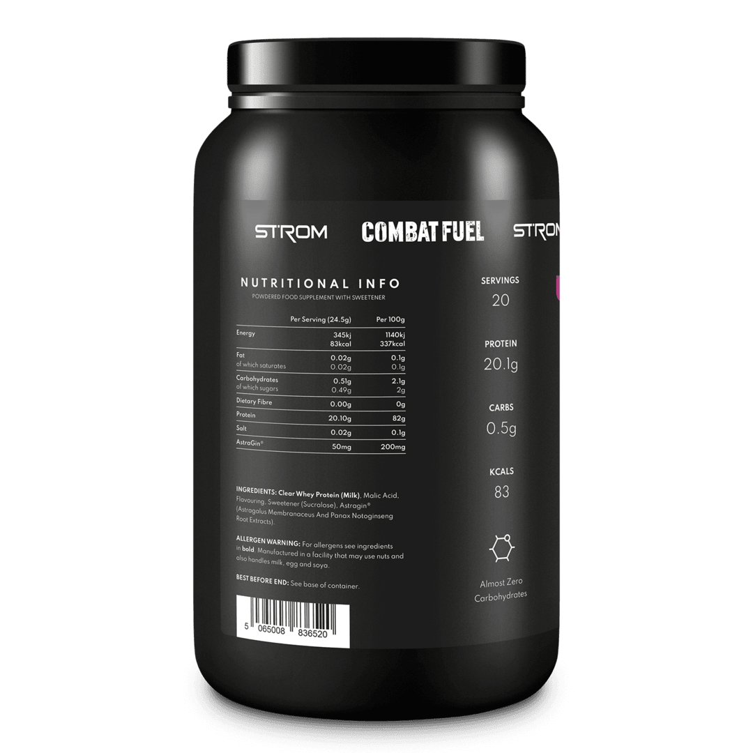 Combat Fuel Clear Whey | 20gms Hydrolysed Whey Isolate | 83 Calories | 0.5gms Carbs | Refreshing Taste |