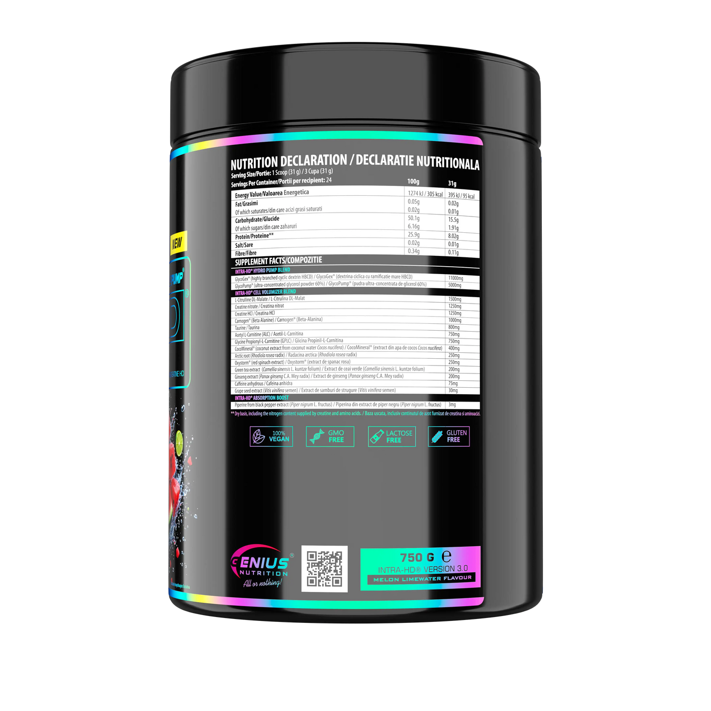 Genius Nutrition INTRA-HD | 11gms GlycoGex® (HBCD) | 5gms GlycoPump® (60% Glycerol) |