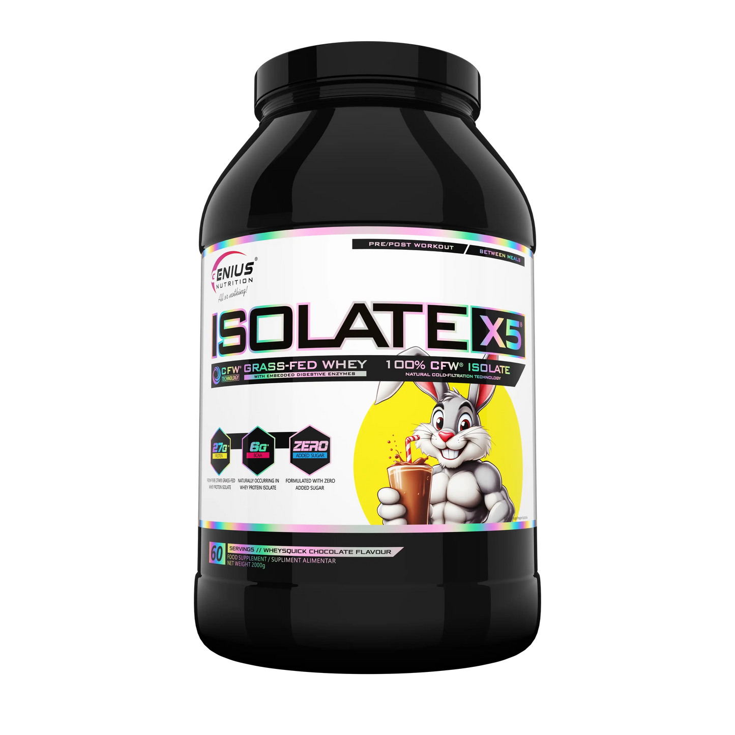 Genius Nutrition Isolate X-5 | 27-28gms Protein | Grass Fed Whey |
