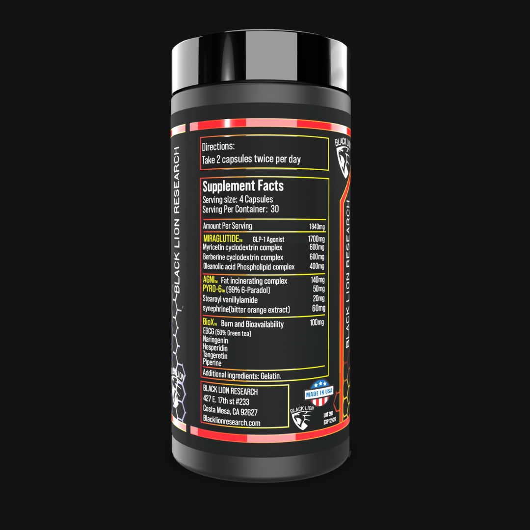 Black Lion Research Incinderine | Non-Stimulant Fat Burning Complex | GLP-1 Agonist | 5 Trademarked Ingredients |