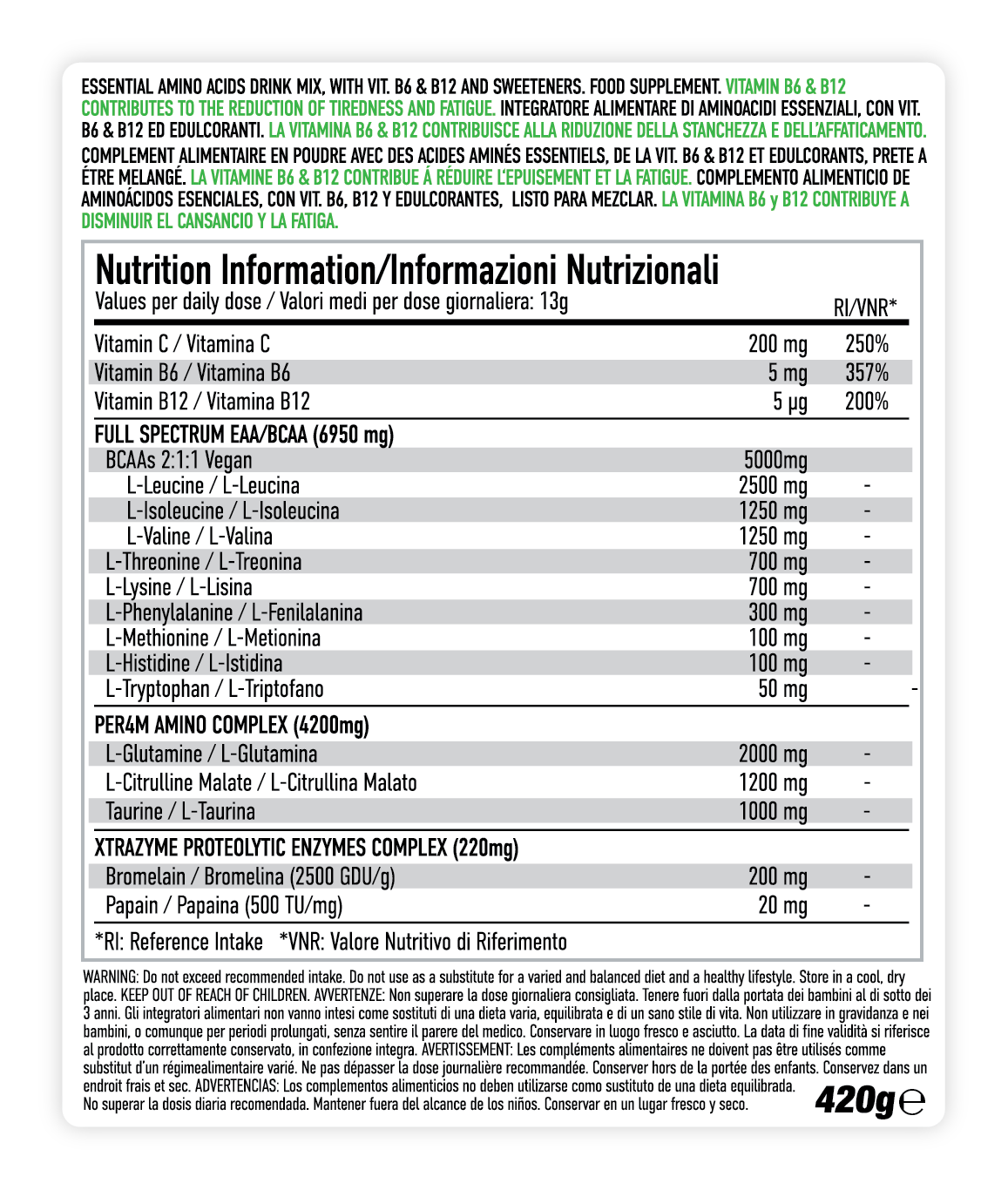 Per4m EAA XTRA | Vegan | 7gms EAA | 2gms Glutamine | 1.2gm Citrulline | 1gm Taurine