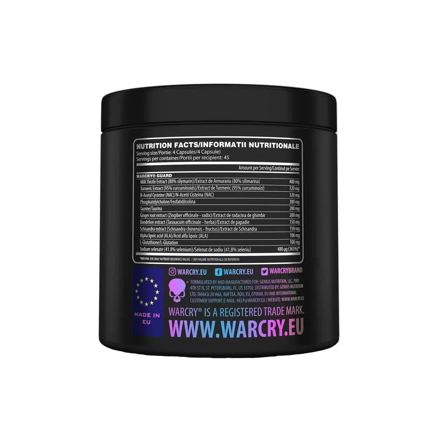 Genius Nutrition WarCry Guard | 45 Servings | Liver and Kidney Support | Stress and Inflammation Support |