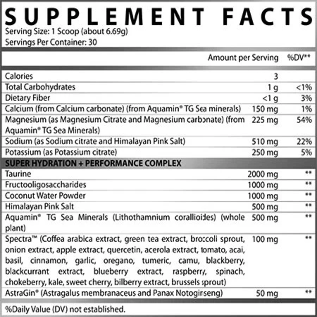 Apollon Nutrition Hydration + Recovery | Performance Enhancing Formula | 2gms Taurine | 500mg Aquamin | 1gms fructooligosaccharides | 100mg Spectra | 1gms Coconut Water Powder |