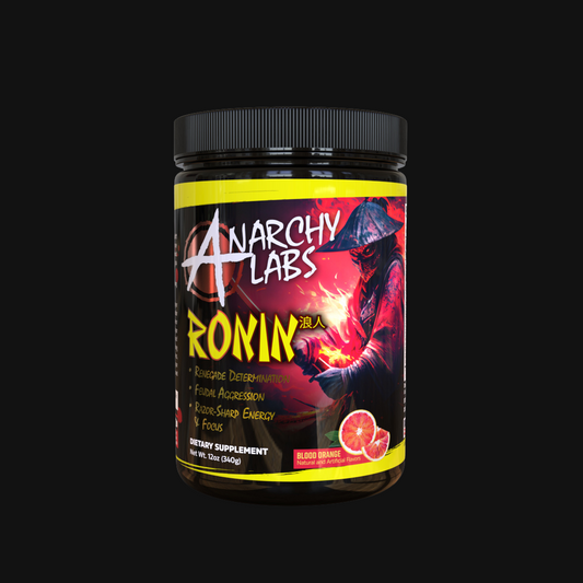 Anarchy Labs Ronin | Hardcore and Aggressive Preworkout | 700mg Caffeine | 500mg Eria Jarensis | 6.4gms of Beta Alanine | 30mg Noopept