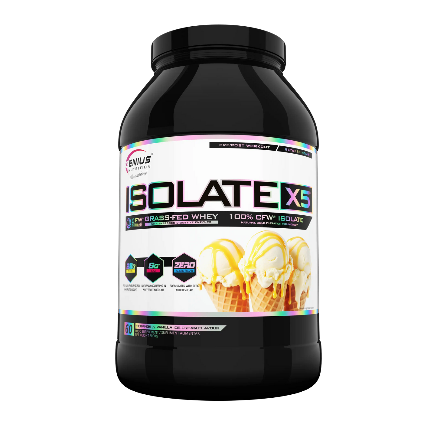 Genius Nutrition Isolate X-5 | 27-28gms Protein | Grass Fed Whey |