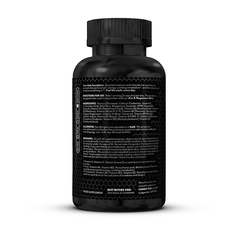 Combat Fuel Multivitamin | 180 tablets and 3 month supply | Improved Formula!!